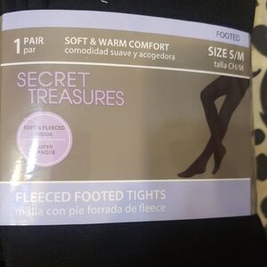 NWT. Secret Treasures Black Fleeced Footed Tights